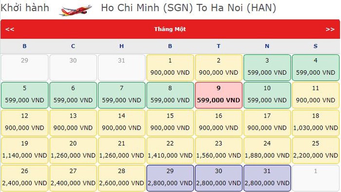 Giá vé máy bay Tết Kỷ Hợi 2019 là bao nhiêu?
